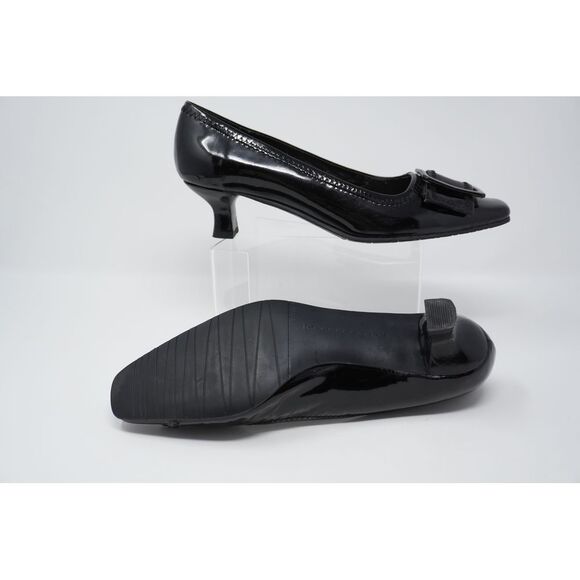 Vaneli Black Patent Leather Front Buckle 2" Kitten Heels Women's Size 7 - Picture 5 of 7